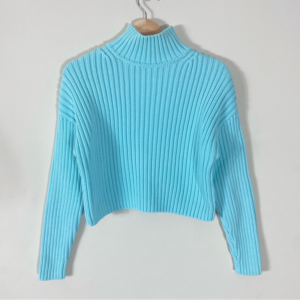 & OTHER STORIES Chunky Ribbed Turtleneck Sweater in Light Blue - XS - Picture 5 of 15